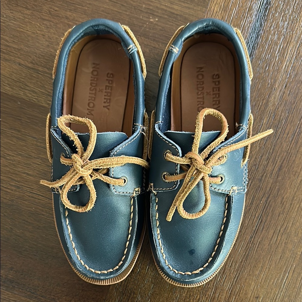 Sperry Kids Blue Boat Shoes with Brown Laces